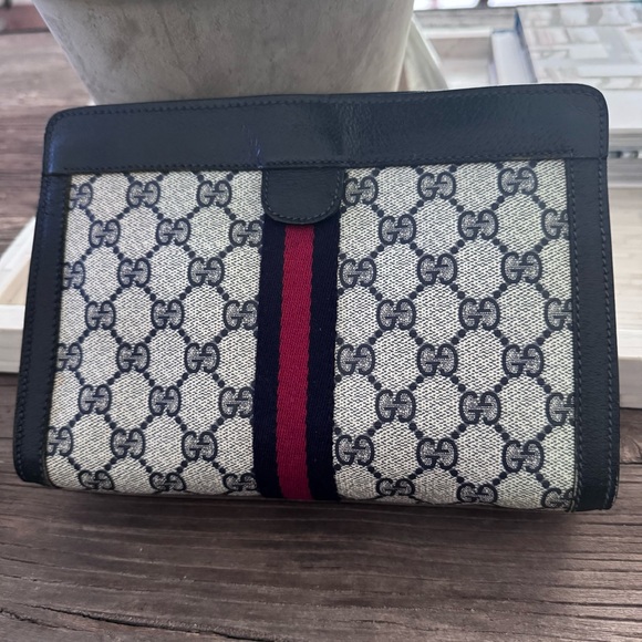 Gucci GG monogram Navy Blue clutch bag - Picture 3 of 13